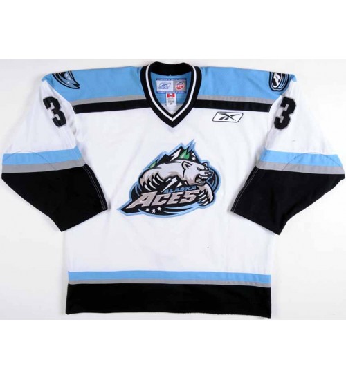 Custom ECHL 2009 10 Alaska Aces 3 TJ Fast Home Jersey White